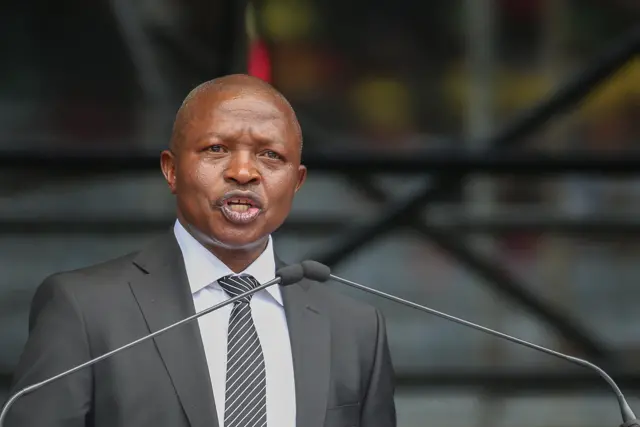 Deputy President of the ANC David Dabede Mabuza speaks during the memorial service for Winnie Mandela At The Orlando Stadium on April 11, 2018