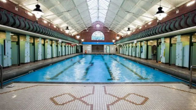 The pool inside Bramley Baths in Leeds.