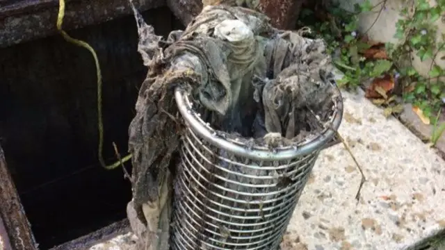 Wet wipes blocking a sewer in