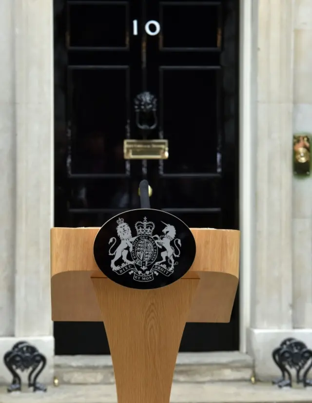 PM's lectern outside Downing Street