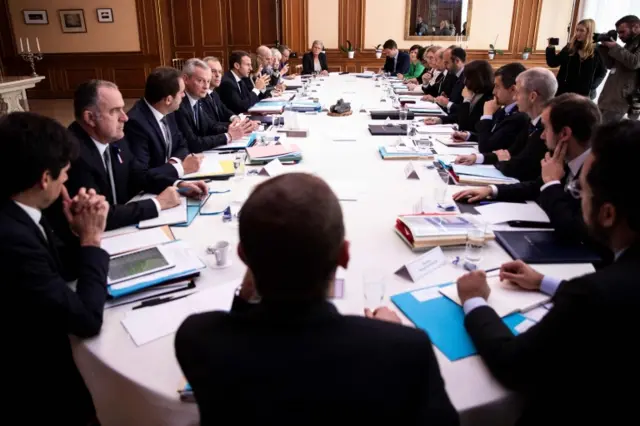 French President Emmanuel Macron chairs cabinet meeting