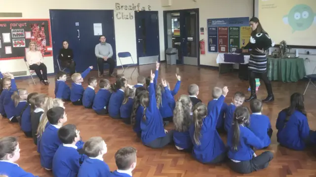 Classroom session at St Cuthbert's Catholic Primary School, Carlisle