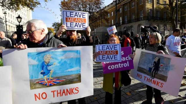 Demonstrators outside Downing Street