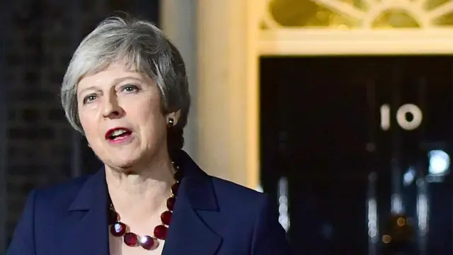 Theresa May giving a statement outside 10 Downing Street