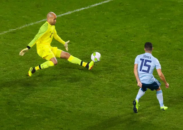 Darren Randolph saves from Jordan Jones