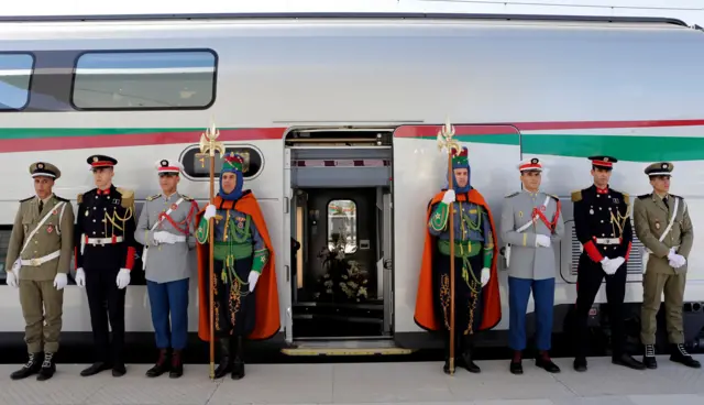 Guards at train