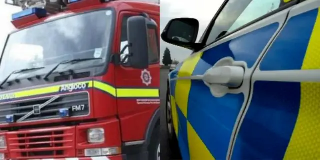 Police and fire vehicles