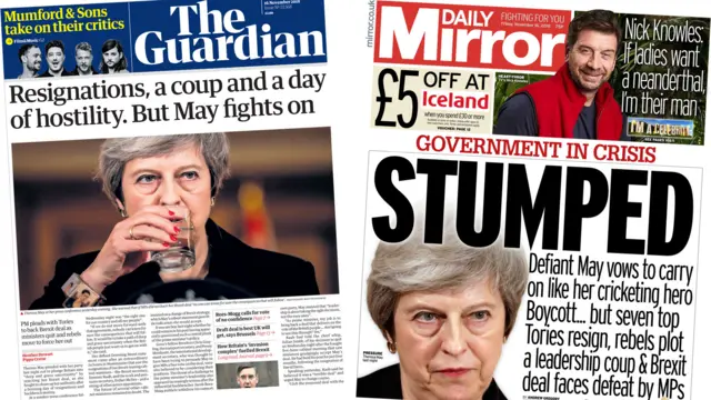 The Guardian and Daily Mirror front pages