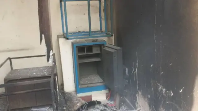 A burnt-out safe at Kinshasa University, DR Congo