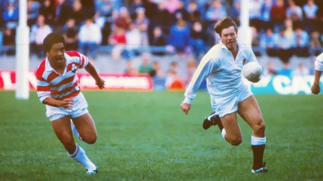 Simon Halliday playing for England XV in 1986's non-Test against Japan