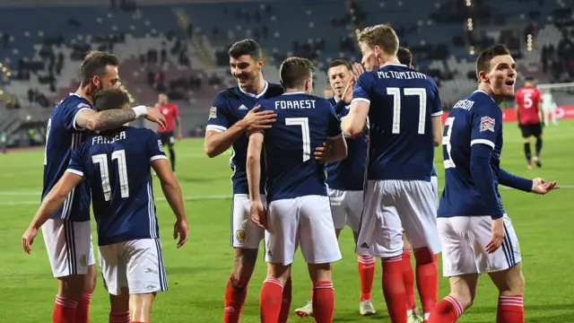 Scotland celebrate in Shkoder