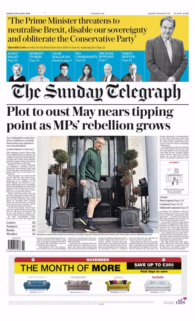 Sunday Telegraph front page