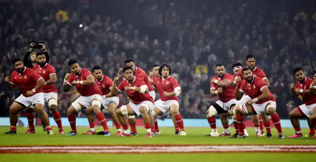 Tonga players perfrom