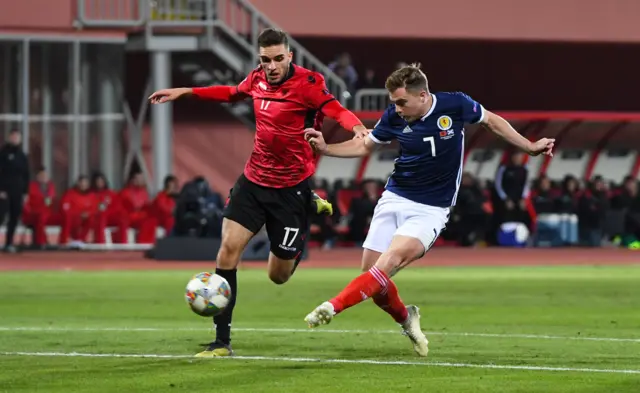 James Forrest scores to put Scotland 3-0 in front