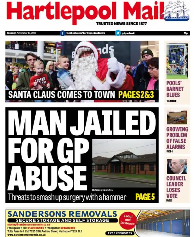 Hartlepool Mail front page