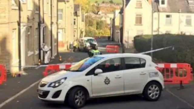 The crime scene at East Park Road, Ovenden, Halifax.