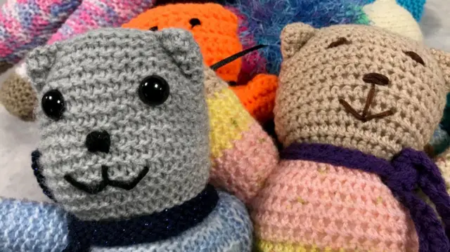 Some of the knitted bears