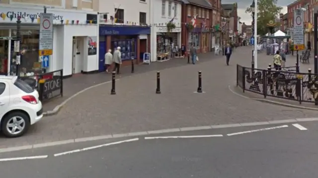 Bollards on the High Street in 2016