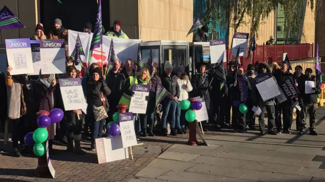 Staff outside on the picket