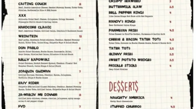 The menu