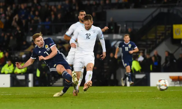 Forrest finds the same corner of the net with another cool finish to give Scotland the lead