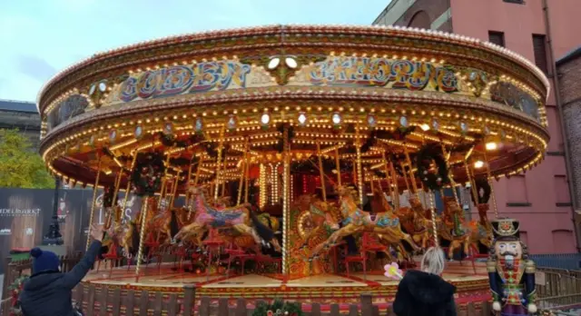 The Golden Gallopers fairground ride in Leeds.