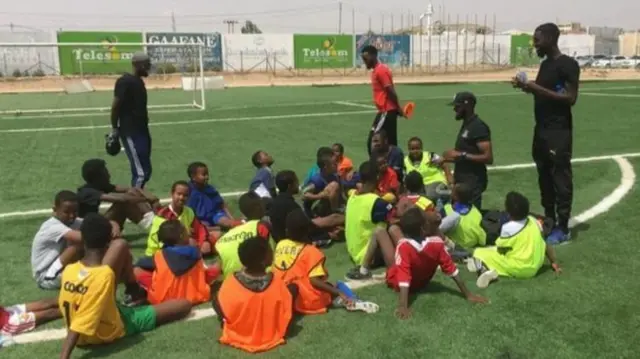 Children at training at the Somaliland Football Academy