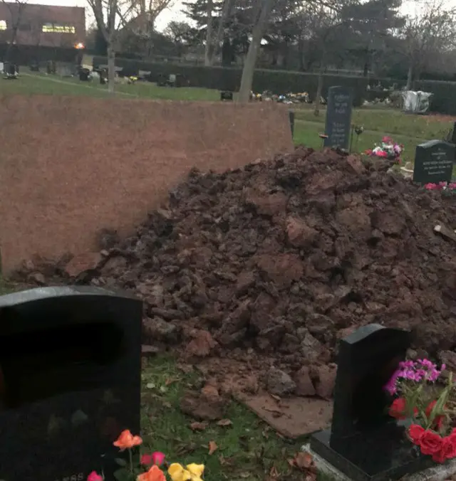 Soil covered grave