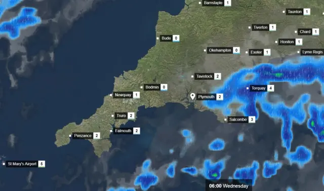 Weather for Devon and Cornwall