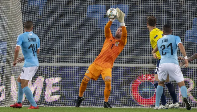 Scotland goalkeeper Allan McGregor will be hoping for a quieter night than he had in Haifa