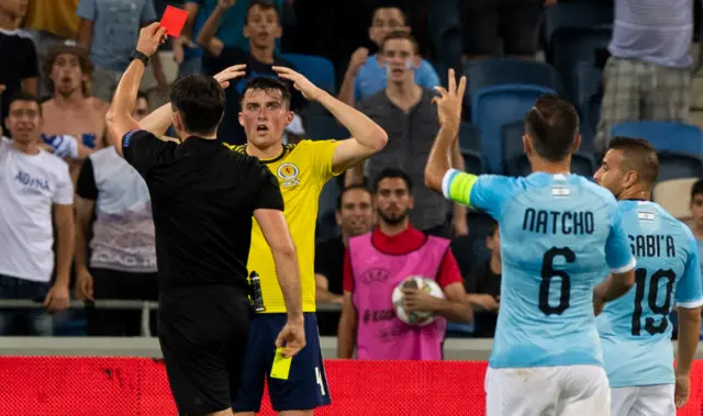 John Souttar was sent off against Israel