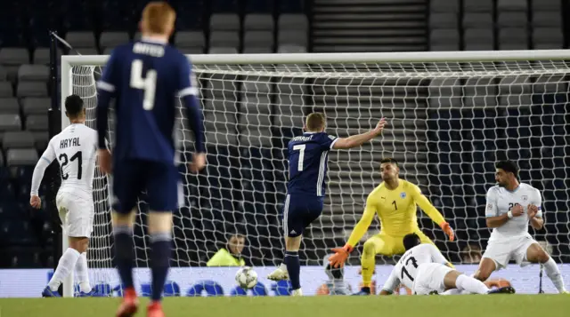 James Forrest levels for Scotland with an expertly placed low strike