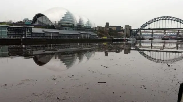 Debris in river