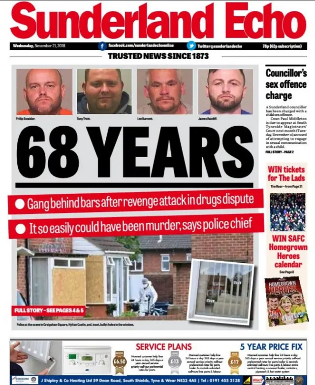 Sunderland Echo front page