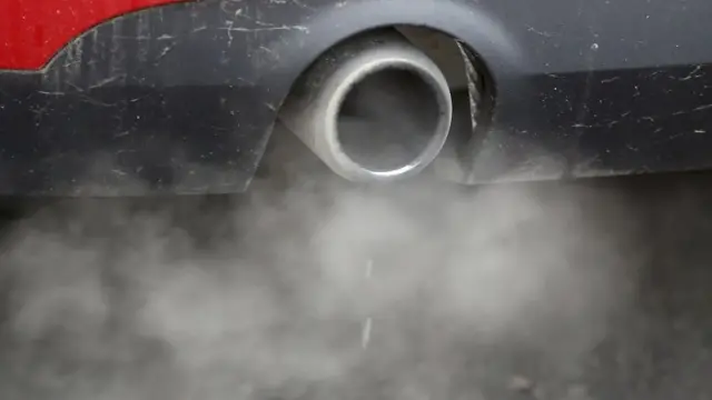 An exhaust emits fumes