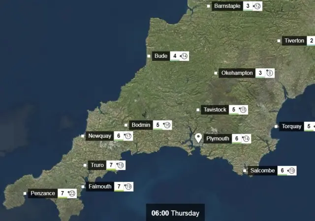 Devon and Cornwall weather