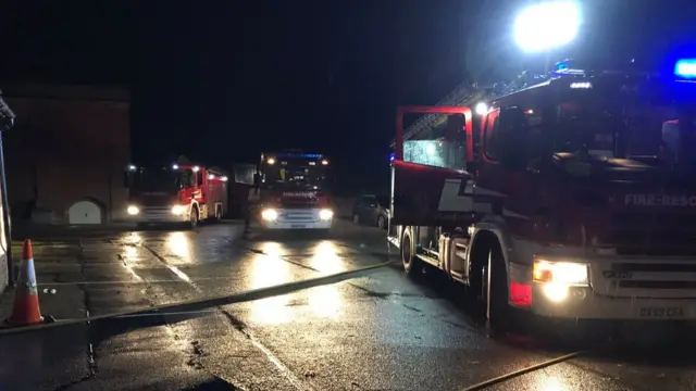 Fire engines on road