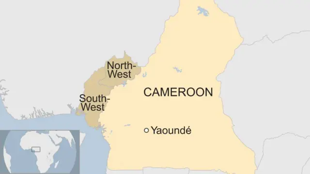 Map showing regions of Cameroon