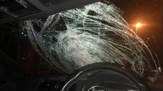 Smashed windscreen