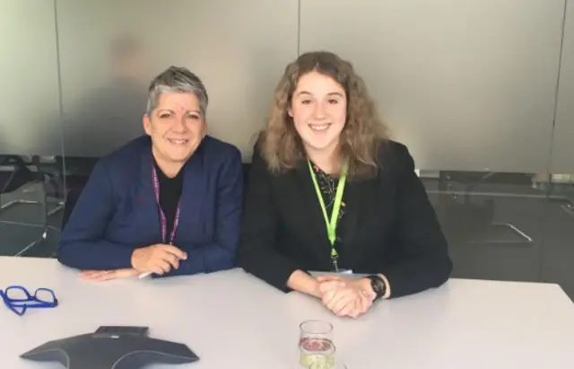 Croydon Council chief exec Jo Negrini with Charlotte Earl, 17, who took over her job for the day.