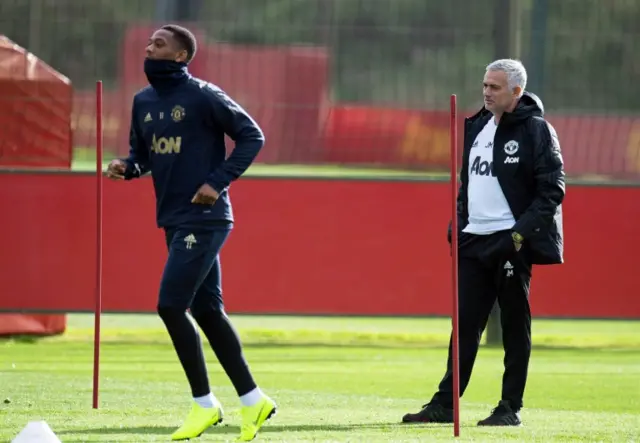 Anthony Martial and Jose Mourinho