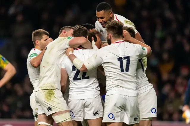 England players celebrate