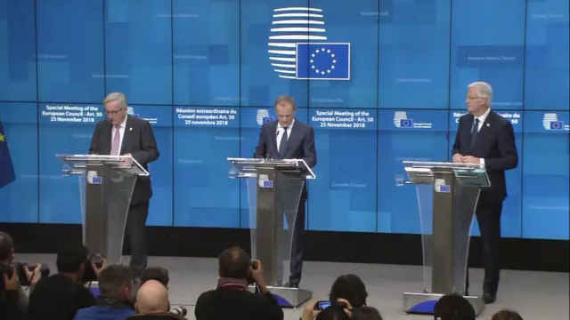 Jean-Claude Juncker, Donald Tusk and Michel Barnier