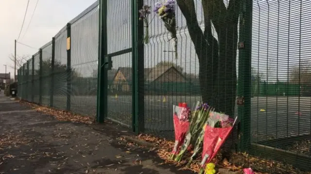 Tributes outside Simmondley Primary School