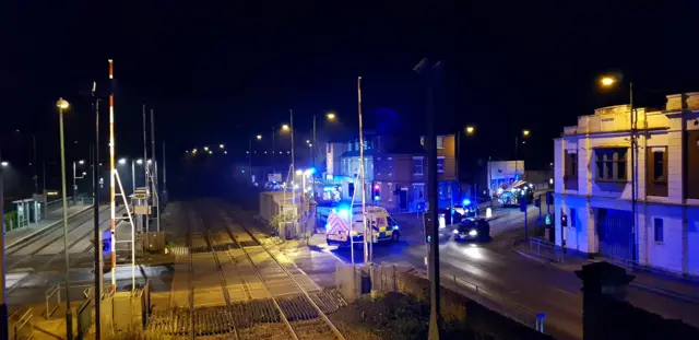The fire near the tram tracks