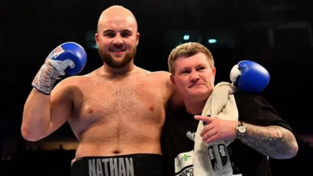 Nathan Gorman with his trainer, Ricky Hatton