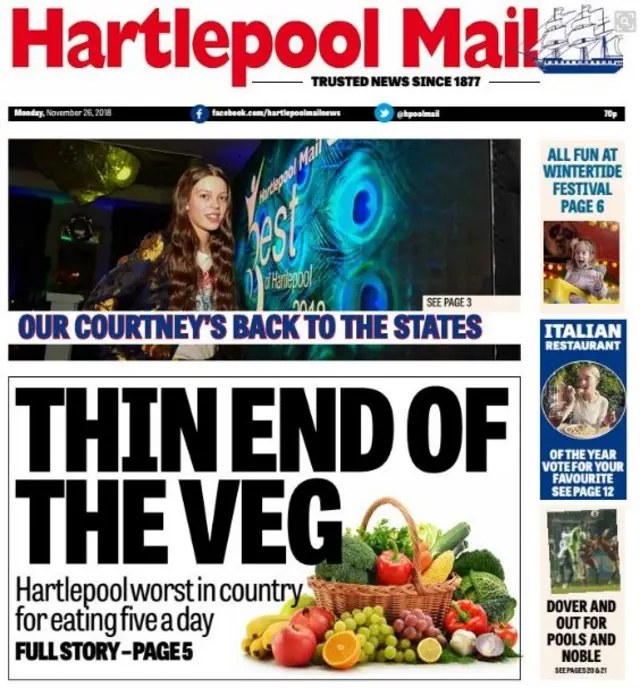 Hartlepool Mail front page