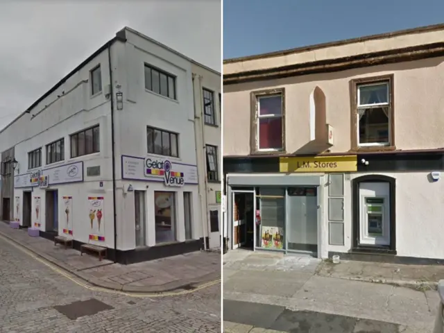 The ice cream parlour and convenience store that were raided