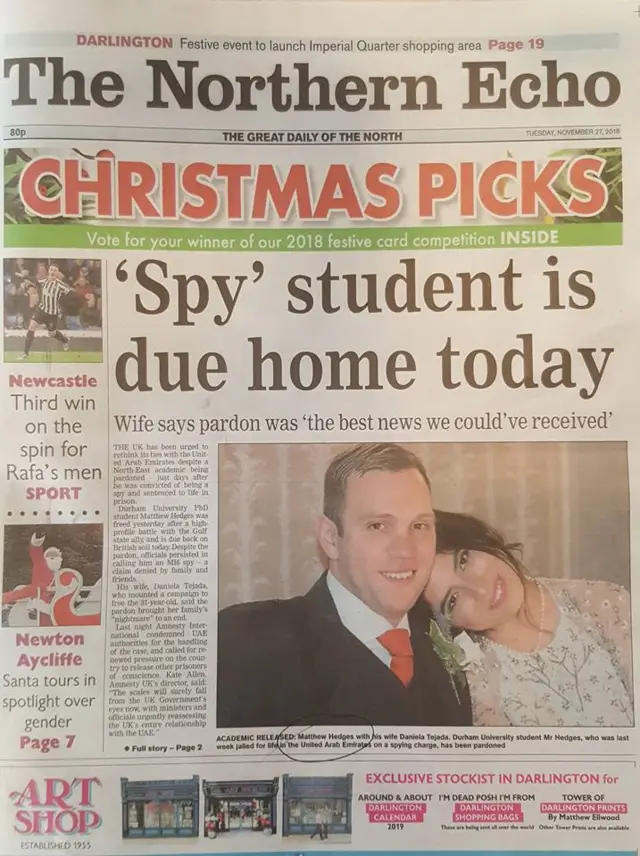 Northern Echo front page