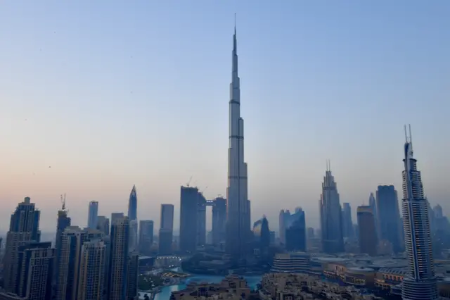 The Burj Khalifa, the tallest tower in the world, in downtown Dubai.